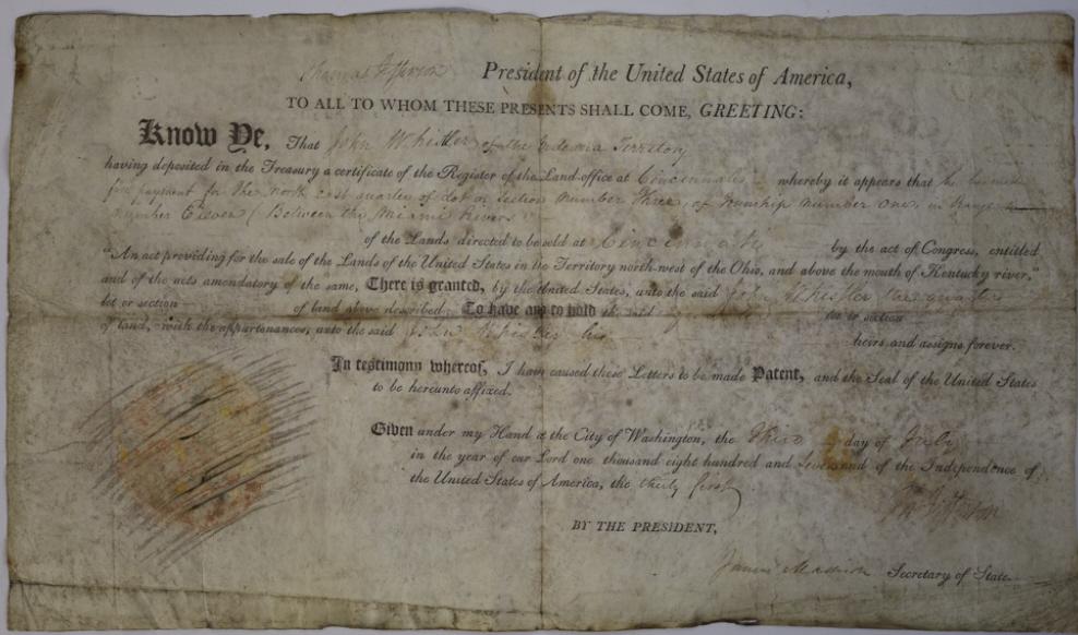 President Thomas Jefferson Signed Land Grant (1 of 14)