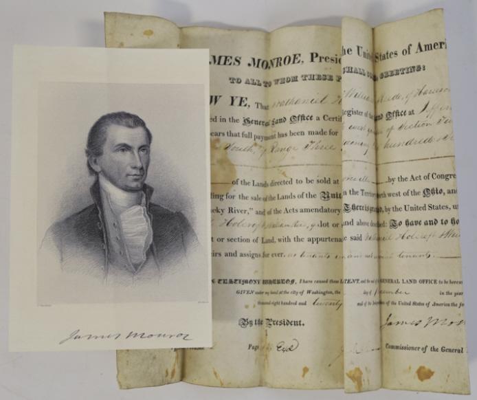 President James Monroe Signed Land Grant (1 of 9)