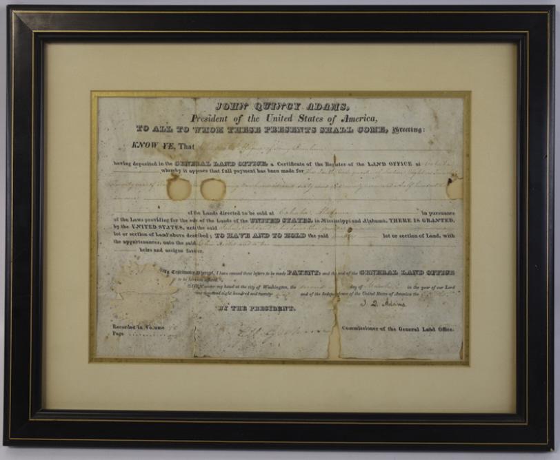 President John Quincy Adams Signed Land Grant (1 of 10)