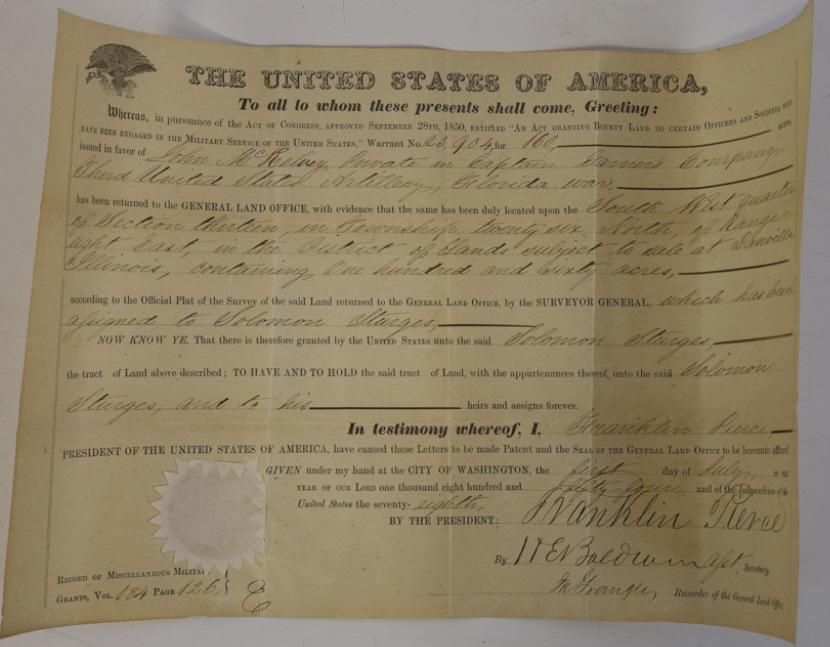 President Franklin Pierce Signed Land Grant (1 of 6)