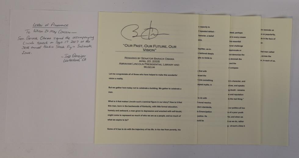 President Barack Obama Signed Speech (1 of 6)