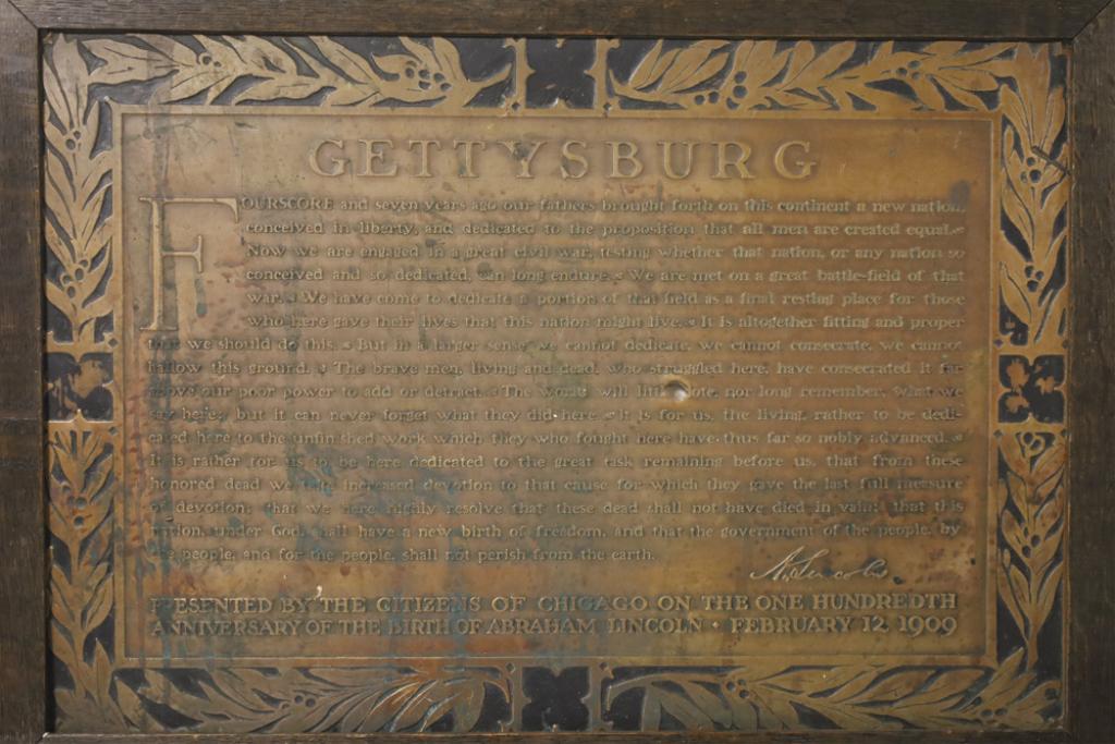 Bronze Abraham Lincoln Gettysburg Address Plaque (1 of 9)