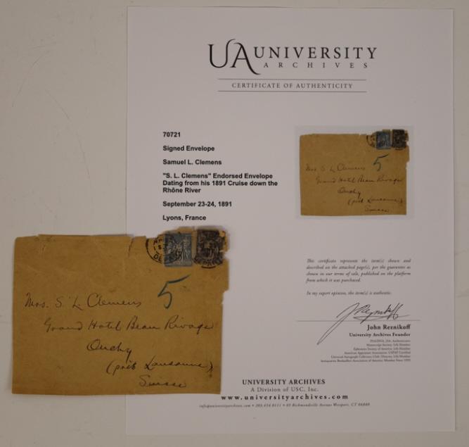 1891 Samuel Clemons (Mark Twain) Signed Envelope (1 of 7)