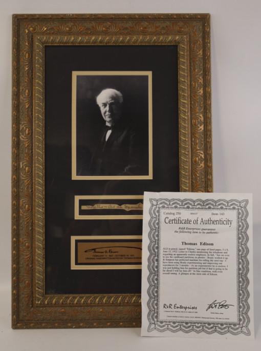 Thomas Edison Handwritten Framed Letter Cut (1 of 7)
