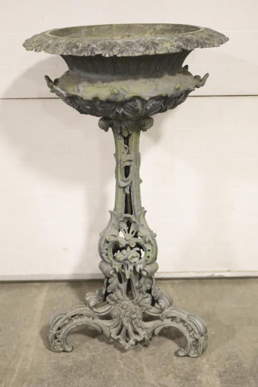 Art Nouveau Cast Aluminum Footed Planter (1 of 10)