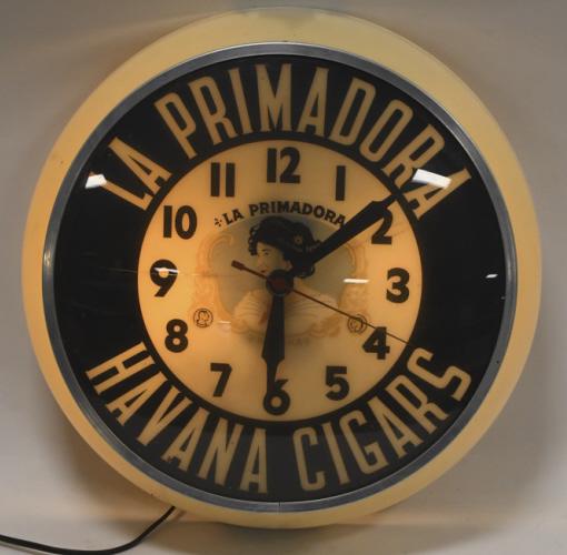 Vintage La Primadora Havana Cigars Lighted Clock