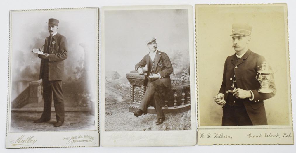 Lot Of 3 Antique Railroad Workers Cabinet Cards (1 of 5)