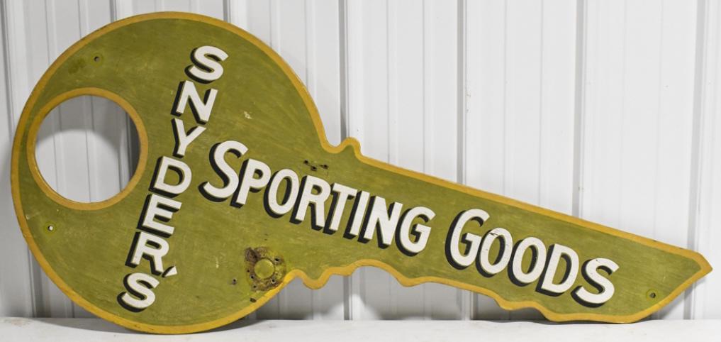 Vintage Wooden 55" Snyder's Sporting Goods Sign (1 of 7)