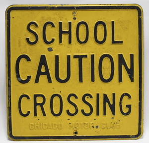 Authentic Vintage Metal Retired Yellow School Crossing Pedestrian