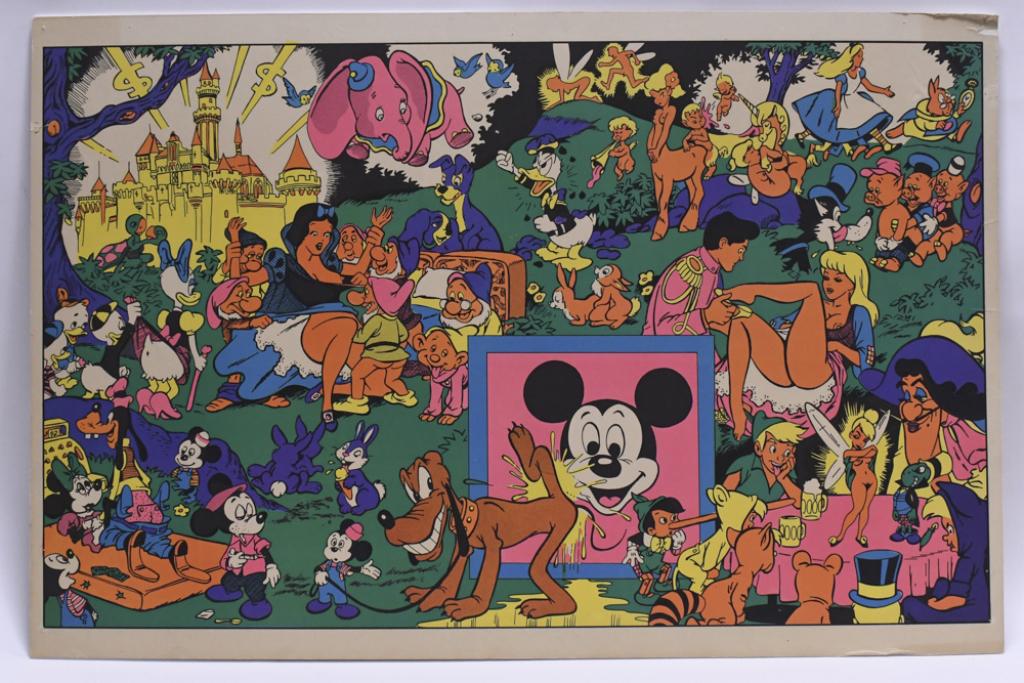 1960's Disney Wally Wood Blacklight Headshop Poster
