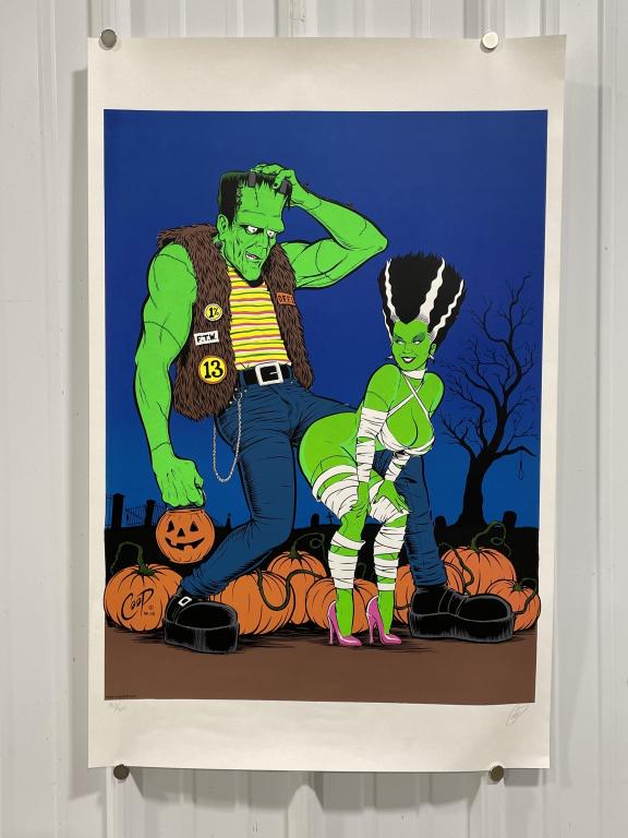 Vtg COOP Silk Screen Frankenstein LE Signed Poster (1 of 7)