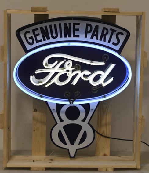 Ford V8 Genuine Parts 2-Color Neon Adv Sign (1 of 6)