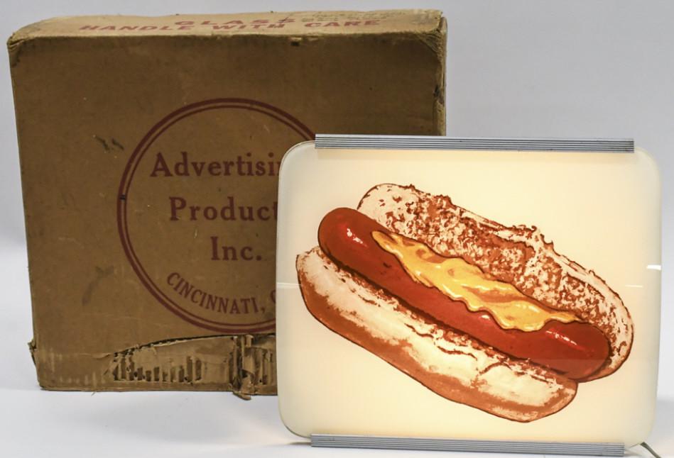 Vintage Adv Products Hot Dog Lighted Glass Sign (1 of 16)