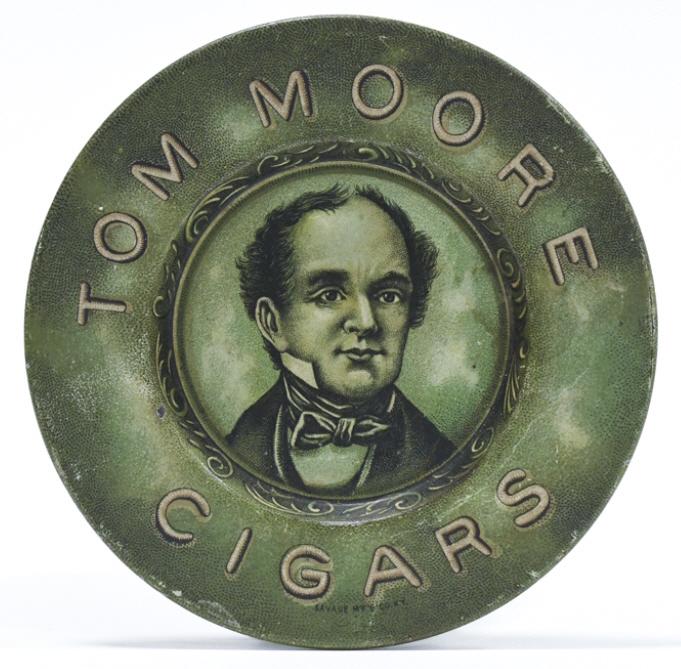 Early Tom Moore Cigars Tin Adv Tip / Ashtray