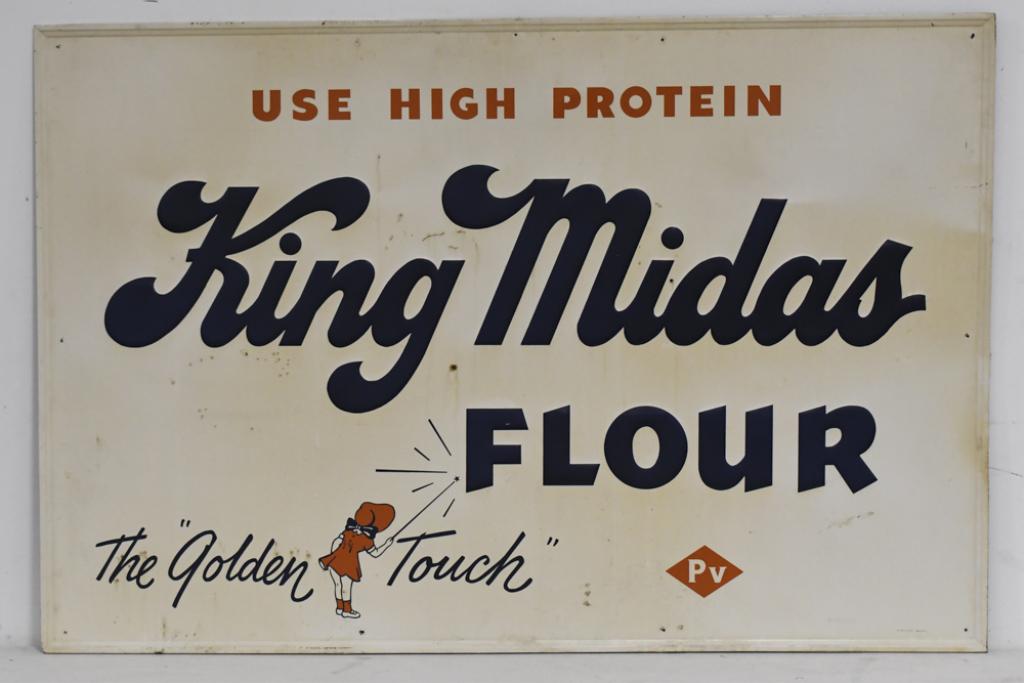 Vintage SST King Midas Flour Embossed Sign 71x47 (1 of 10)