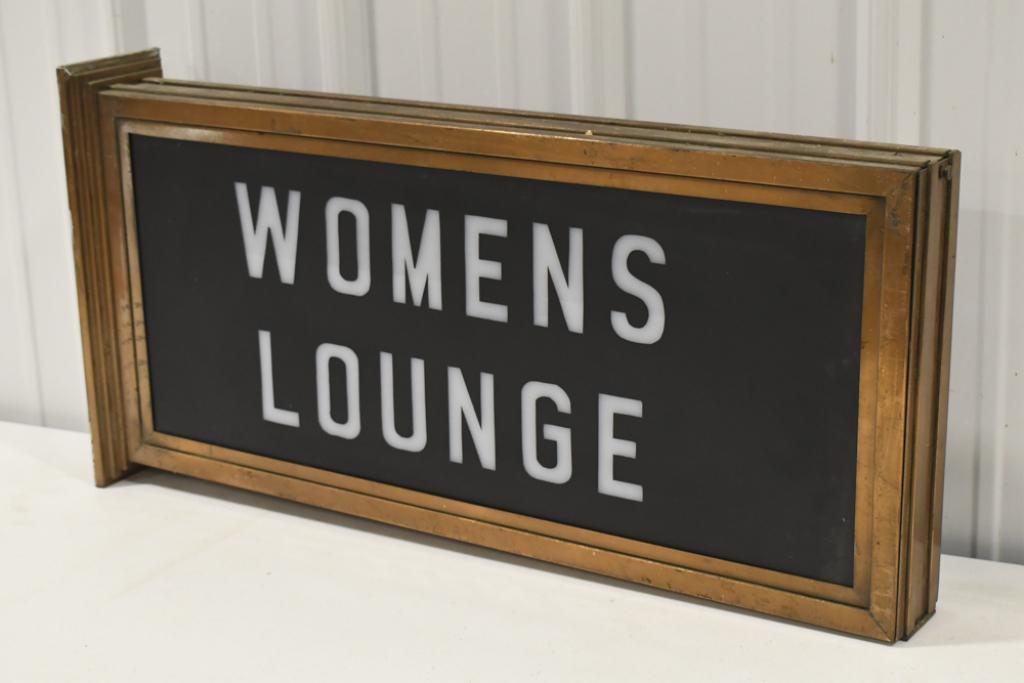 Vintage Womens Lounge DS Brass Lighted Sign (1 of 8)