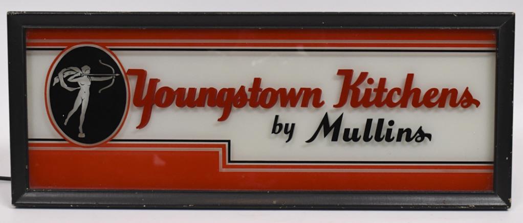 1940s Youngstown Kitchens Lighted Glass Sign (1 of 13)