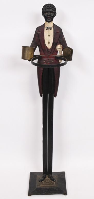 Vtg Cast Iron Black Americana Butler Smoking Stand (1 of 12)
