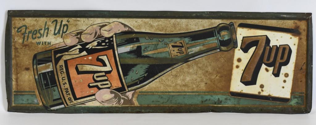 Vintage SST 7up Soda Embossed Advertising Sign (1 of 6)
