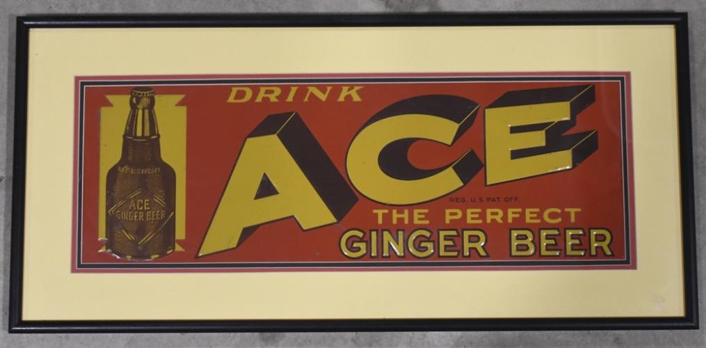 Early SST Ace Ginger Beer Embossed Adv Sign (1 of 7)