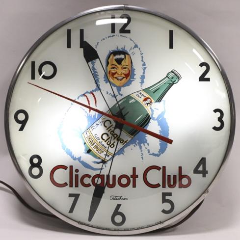 Clicquot Club Lighted Glass Adv Clock By Telechron (1 of 14)