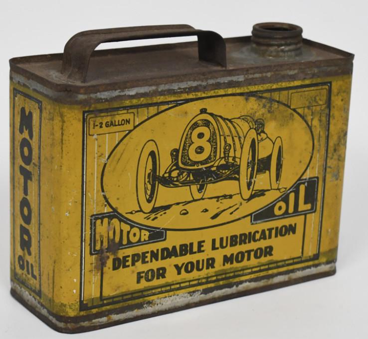 Early Gold Seal Oil 1/2 Gallon Can w Racer Graphic (1 of 12)