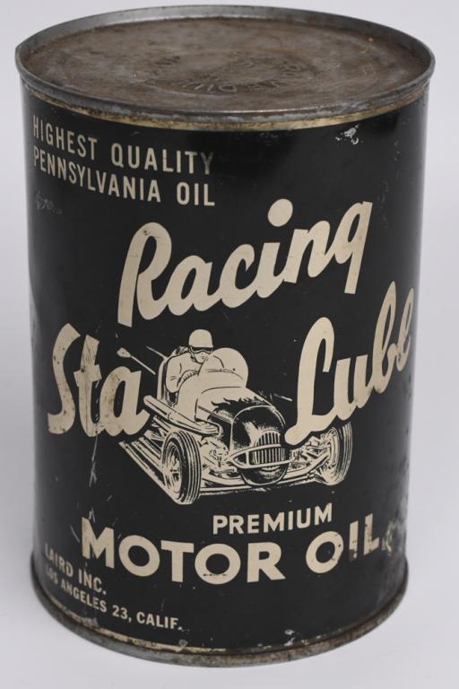 Vintage NOS Full Sta Lube Racing Oil Quart Oil Can (1 of 7)