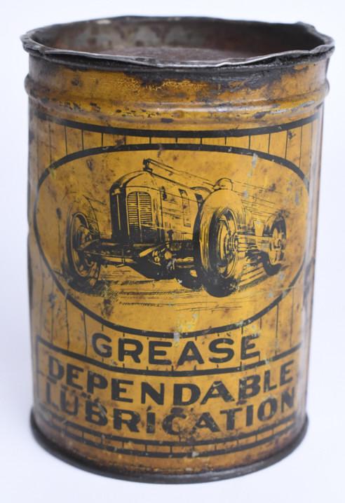 Early 1lb Grease Can w/ Early Race Car Graphics (1 of 8)