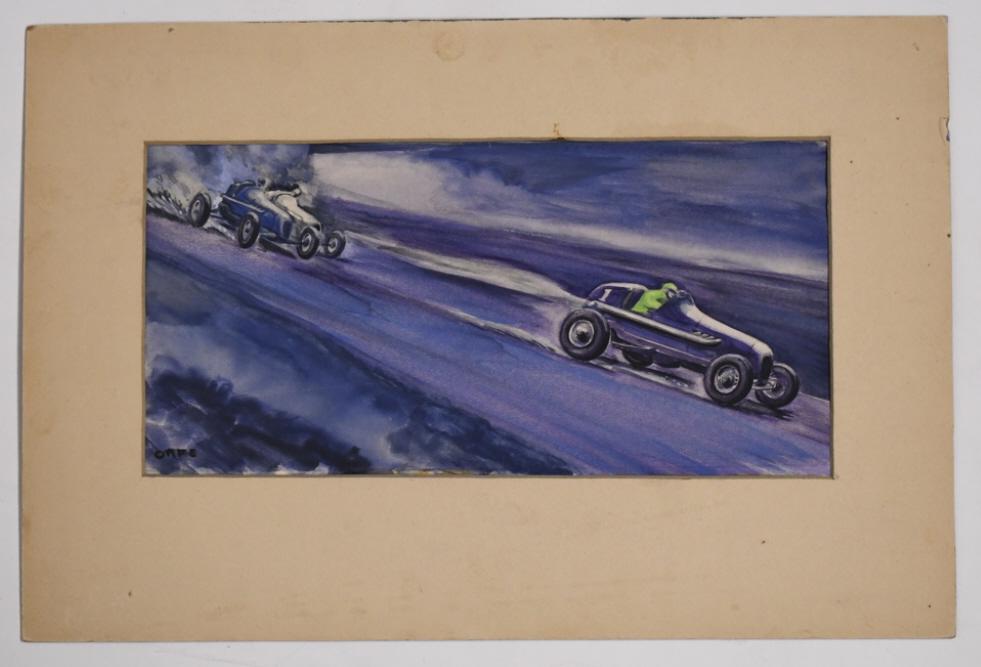 Orig. 1940s-50s Midget Racing Poster Art By Orfe (1 of 7)
