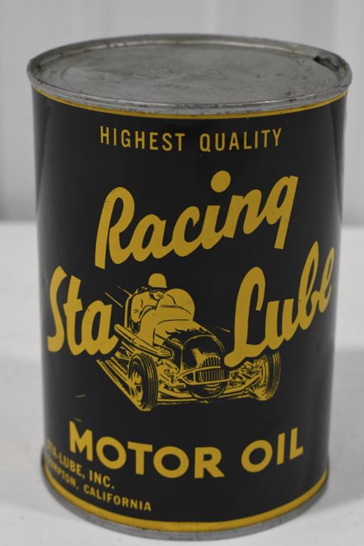 Vintage Sta Lube Racing Motor Oil Quart Oil Can (1 of 4)
