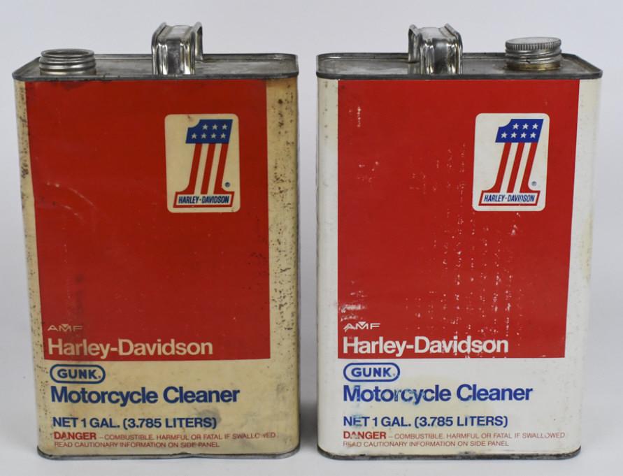 (2) Vintage AMF Harley-Davidson 1 Gallon Gunk Cans (1 of 6)