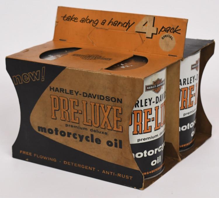 4 NOS Harley-Davidson Pre-Luxe Oil Cans w Carrier (1 of 16)