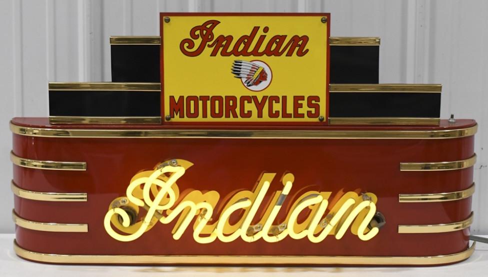 Indian Motorcycles Art Deco Style Neon Adv Sign (1 of 6)