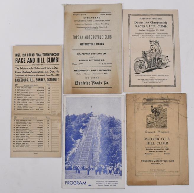 5) 1930s-40s Motorcycle Race & Hill Climb Programs (1 of 14)