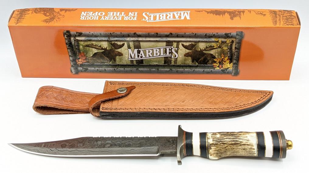 NIB Marbles MR571 Damascus Bowie Knife (1 of 6)