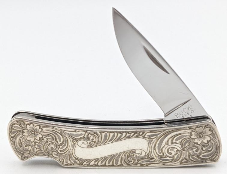 Buck 525 Sterling Silver Handle Scale Pocket Knife