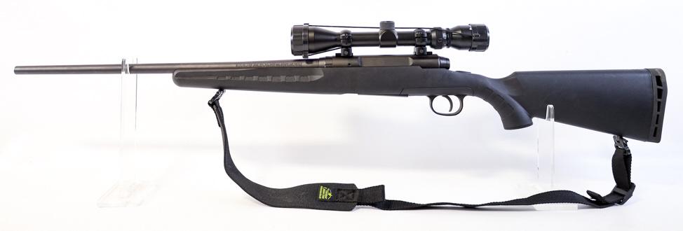 Savage Axis Bolt Action .308 Win. Rifle: Savage Axis bolt action rifle in .308 Win. The black rifle is in very nice condition and has a 22-1/8" barrel. Comes with Bushnell 3-9x40 waterproof scope and sling. SN: H902220. FFL required for tran