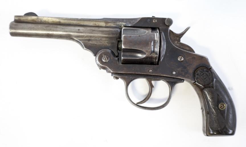 Spanish S&W Top-Break Copy .38 Cal. Revolver: Spanish copy of a S&W 4th Model Top-Break top-break five-shot revolver in .38 caliber. The revolver is in good used condition with a 4" barrel. SN: 5528. FFL required for transfer. (617-8)