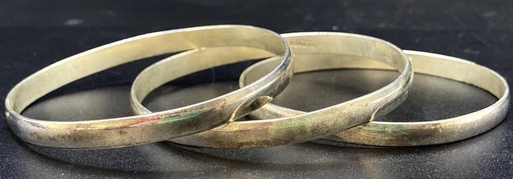 Lot of Three (3) Sterling Silver Bangle Bracelets (1 of 5)