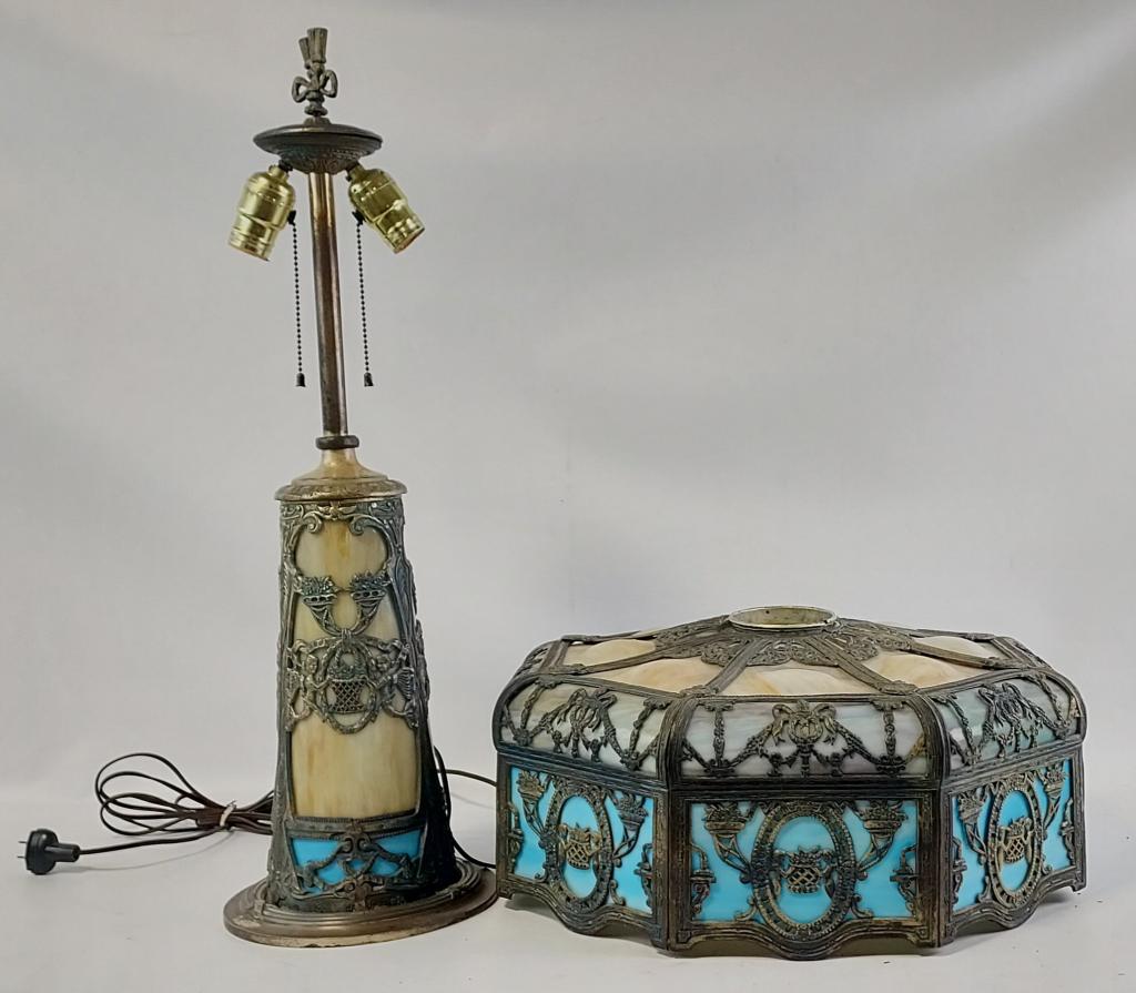 Vintage Slag Glass Mermaid Table Lamp (1 of 9)