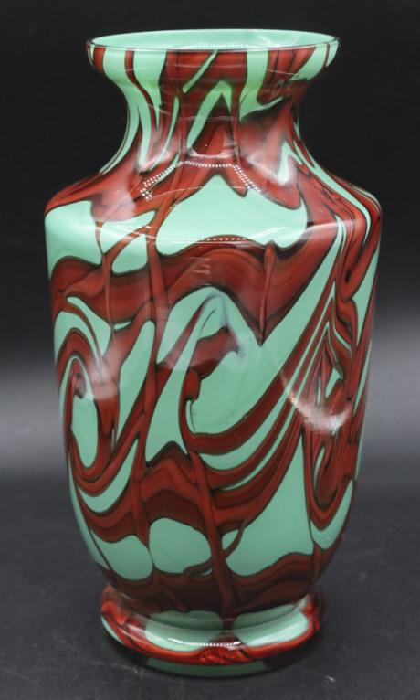 Vintage Turquoise & Blood Red Czech Glass Vase (1 of 5)