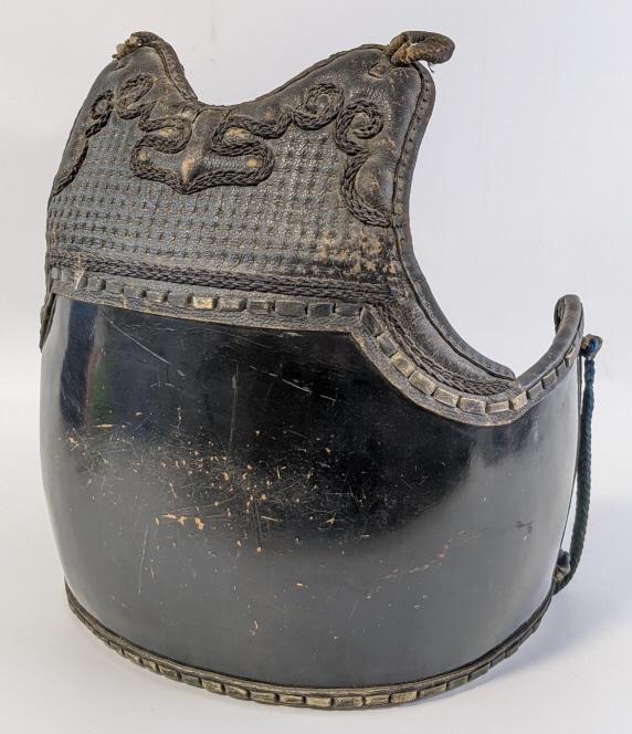 Japanese Kendo Do Breastplate Made of Hand: Stitched Leather and Bamboo. Some damage and deterioration from age. 11in Wide in the Chest and 12.5in Tall