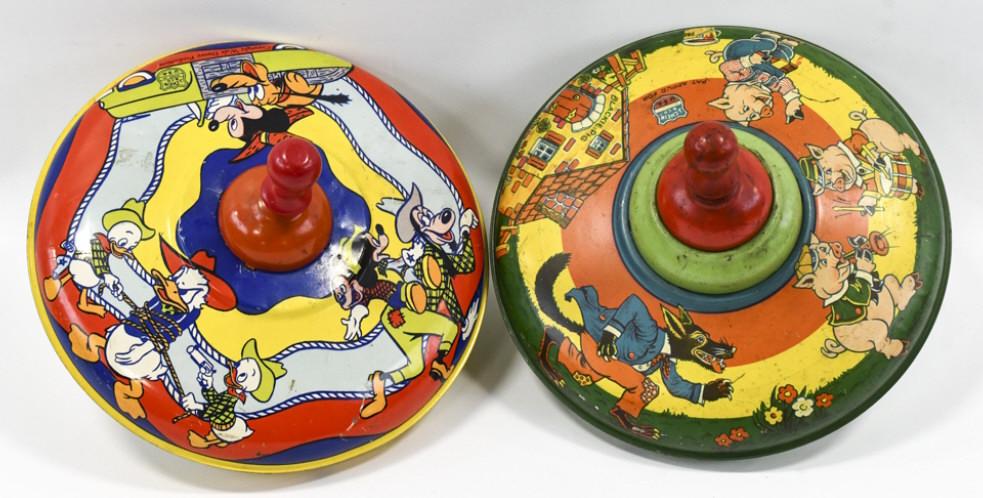 J Chein Tin 3 Little Pigs & Mickey Mouse Tops (1 of 9)