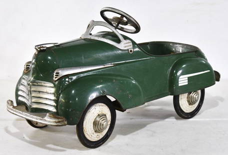 Original Murray Chrysler Pedal Car: Nice original Murray Chrysler pedal car. The car is in original condition with paint loss and wear from use and age. Measures approximately 37" long.