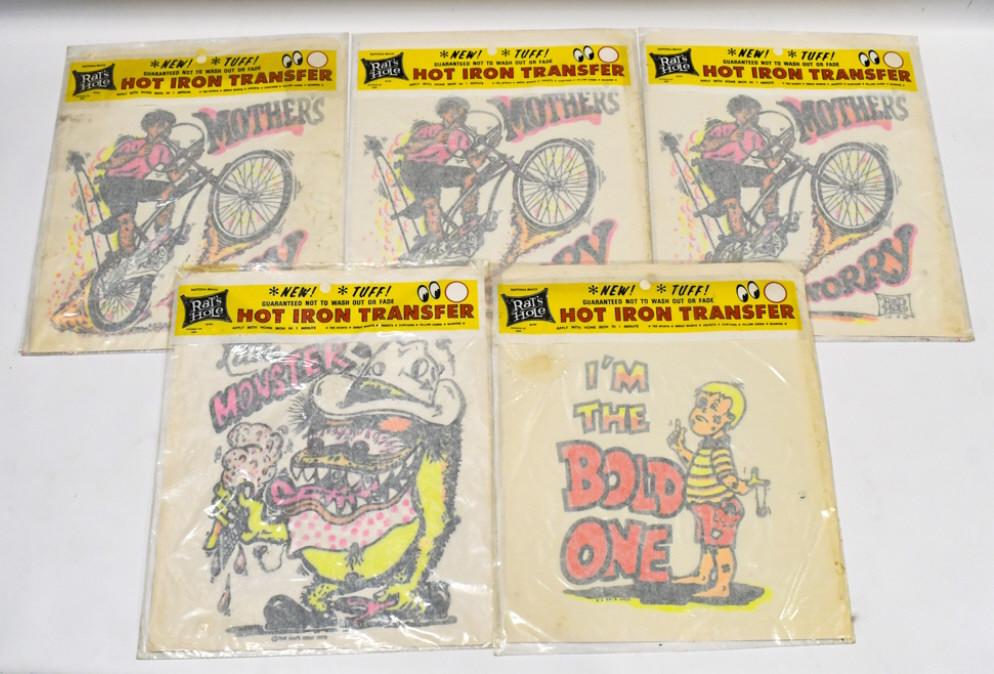 (5) NOS 1970s Rat's Hole Iron T-Shirt Transfers (1 of 7)