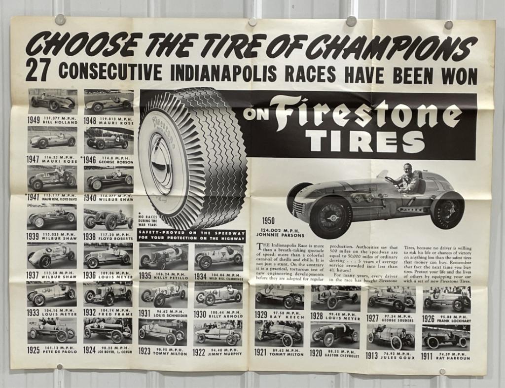 Large 1950 Indianapolis 500 Firestone Tires Poster (1 of 15)