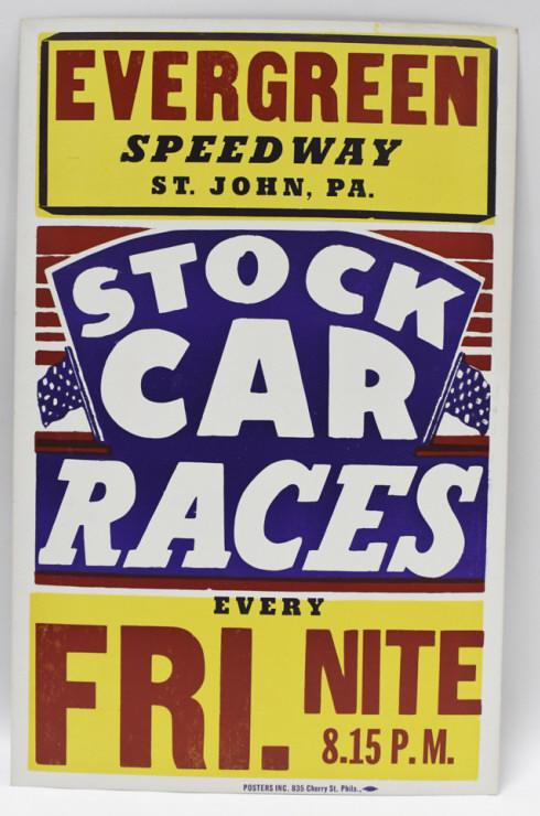 Vtg Evergreen Speedway Stock Car Race Poster (1 of 6)