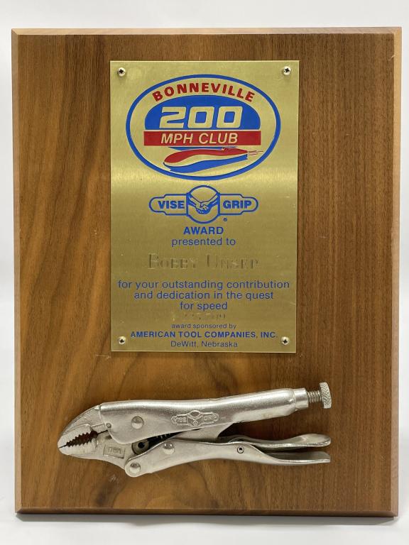 Bobby Unser's Bonneville Salt Flats 200mph Plaque (1 of 3)