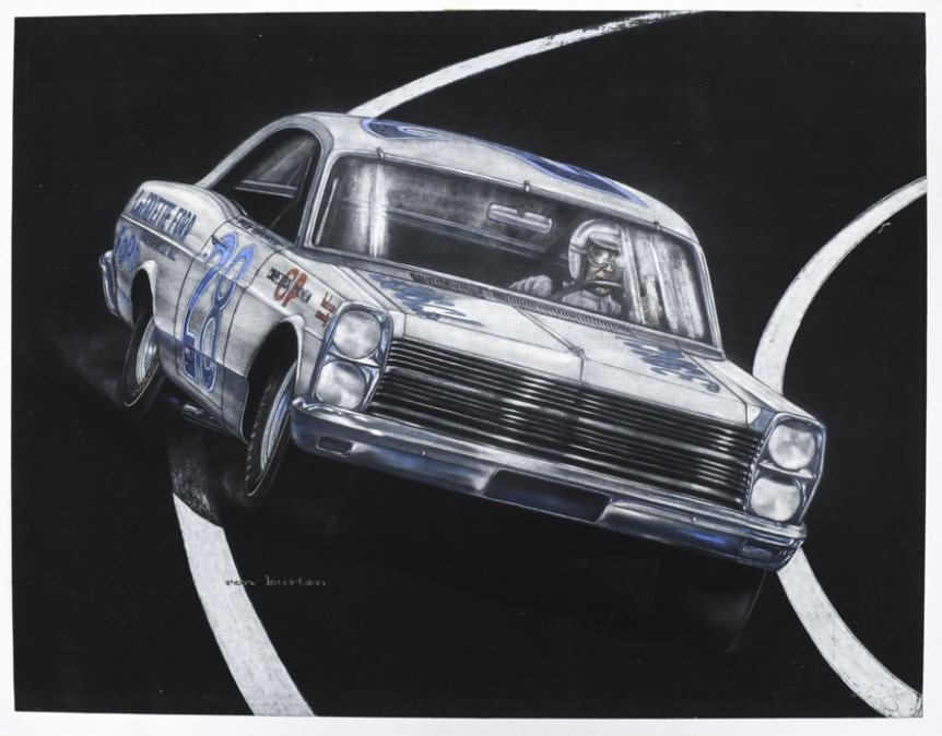 Fred Lorenzen Ford Galaxie Orig Art By Ron Burton (1 of 7)