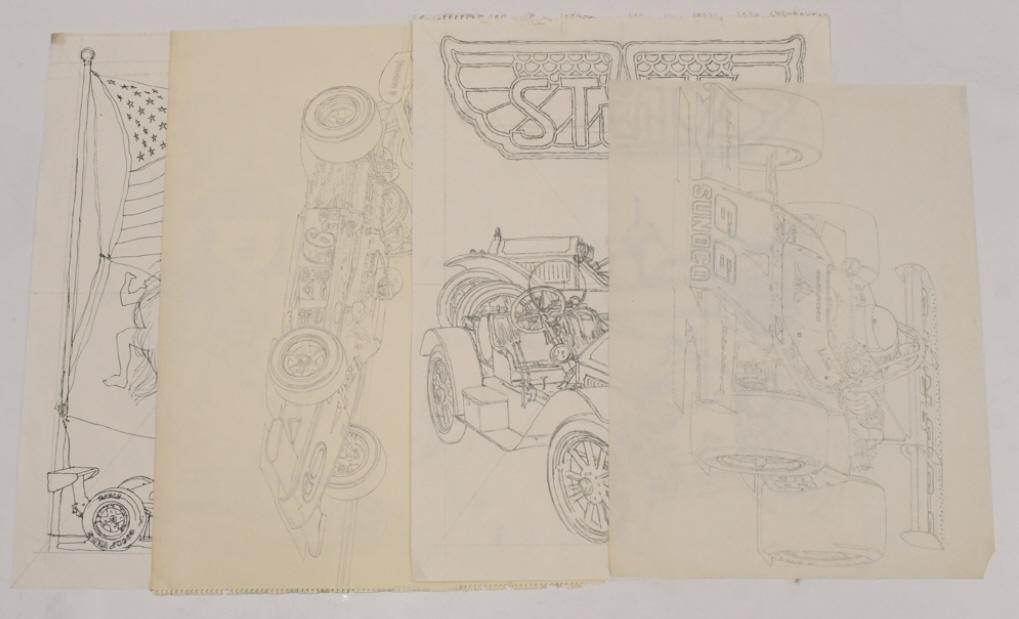 Ron Burton Auto / Racing Original Art Sketch Lot (1 of 11)